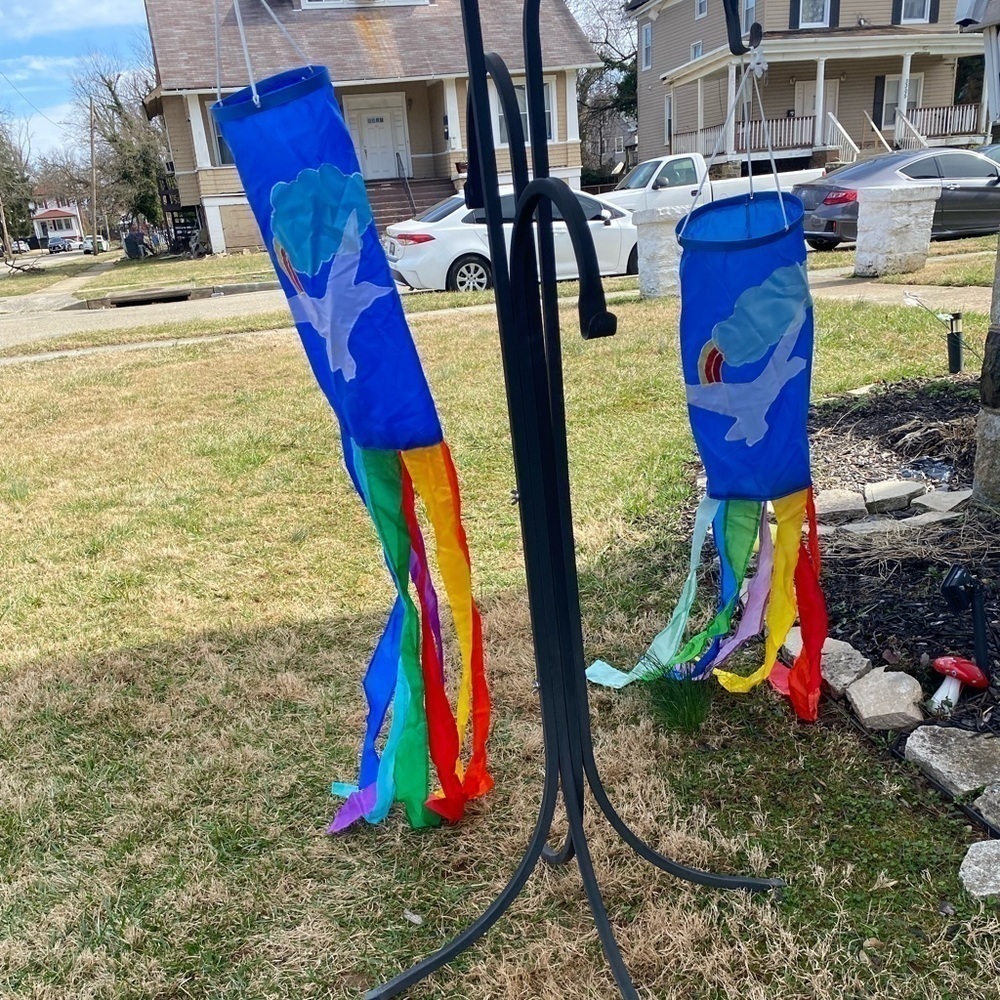 Rainbow cloud with bird windsock lot of 2.